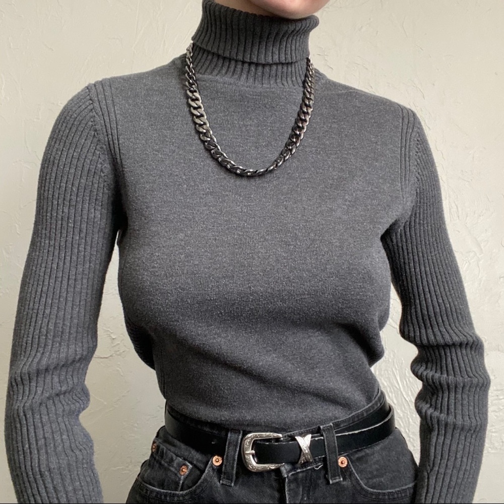 Charcoal grey turtleneck sweater